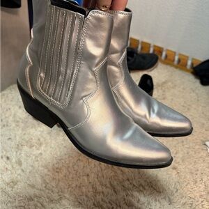 No Boundaries Metallic Silver Ankle Boots